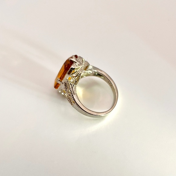 925 Sterling Silver Citrine Statement Ring - Picture 4 of 6